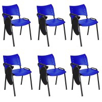 Confezione da 6 sedie Smart con struttura epossidica nera, scocche e braccioli in plastica (diversi colori)